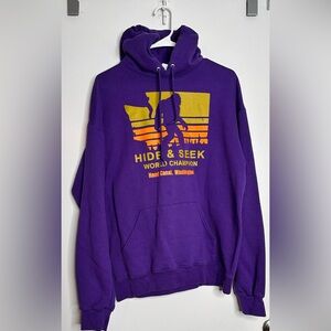 Hide & Seek World Champion Purple Hoodie. Men’s/unisex size Large